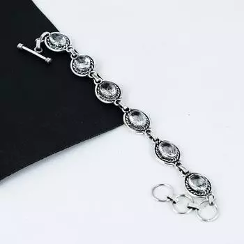 Красивый браслет из серебра 925 пробы с драгоценным камнем белого топаза, браслет из белого топаза для жены, браслет унисекс, пасхальный подарок 8 белый