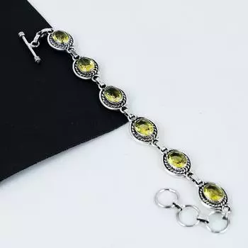Красивый браслет из серебра 925 пробы с драгоценным камнем цитрин, браслет с цитрином для жены, браслет унисекс, пасхальный подарок для жены 8 жёлтый