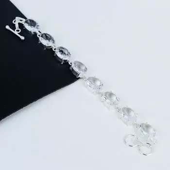 Красивый браслет из серебра 925 пробы с драгоценными камнями белого топаза, браслет из розового кунцита для жены, браслет унисекс, подарок для нее 8 белый