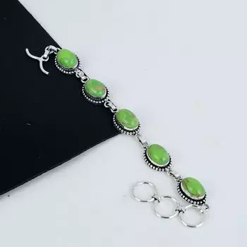Красивый браслет из серебра 925 пробы с драгоценными камнями зеленого цвета и бирюзового цвета, браслет из серебра 925 пробы для жены, браслет унисекс на день рождения 8 зелёный