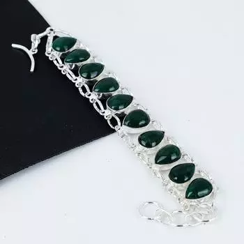 Красивый браслет изумрудного камня ручной работы из стерлингового серебра 925 пробы, изумрудный браслет для жены, браслет унисекс, подарок на День благодарения 8 зелёный