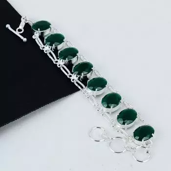 Красивый браслет изумрудного камня ручной работы из стерлингового серебра 925 пробы, изумрудный браслет для жены, браслет унисекс, подарки на День благодарения 8 зелёный