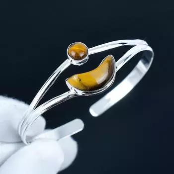 Красивый браслет-манжета ручной работы из драгоценного камня Тигровый глаз, браслет-манжета из стерлингового серебра 925 пробы, браслет с тигровым глазом для жены, браслет унисекс, подарок для него 7 коричневый