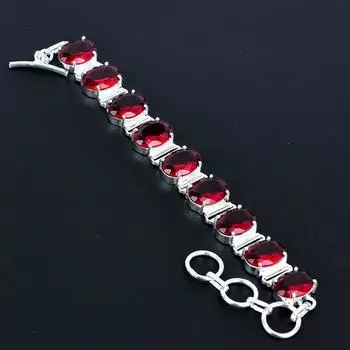 Красивый браслет с красным гранатом, браслет из стерлингового серебра 925 пробы, браслет с регулируемой цепочкой, браслет ручной работы в стиле бохо, ювелирное изделие с драгоценным камнем, подарки на помолвку 8 красный