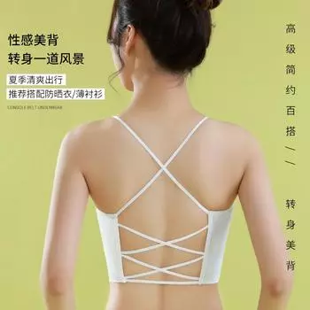 Красивый бюстгальтер сзади, студентка, антибликовое нижнее белье с накладкой на грудь без стального кольца, короткий топ-труба внутри M (recommended 85-55 kg)