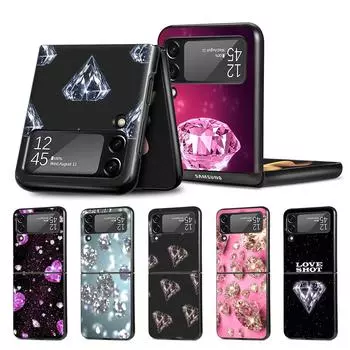 Красивый чехол для мобильного телефона с бриллиантами для Samsung Galaxy Z Flip4 Flip3 5G, черный чехол Z Flip 4 3, роскошный жесткий чехол из ПК Zflip3 Funda Samsung Z Flip3 5G