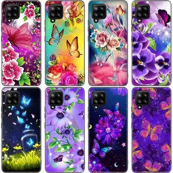 Красивый чехол для телефона с бабочкой для Samsung Galaxy A12 A02S A22 A32 A52 A72 A71 A51 A41 A31 A21 A11 A50 A70 A10S A20S черный чехол Samsung A41
