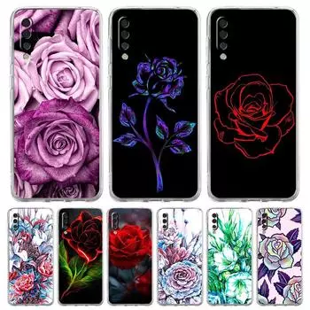Красивый чехол для телефона с цветком розы для Samsung Galaxy A52 A50 A70 A10 A30 A40 A20S A20E A02S A12 A22 A72 A32 5G A04s Прозрачный чехол Samsung A20S