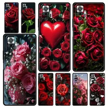 Красивый чехол для телефона с красной розой и цветами для Xiaomi Redmi Note 13 12 5G 9S 9 8 10 11 Pro 4G 9T 13C 12C 10C 9C 9A 7 Pro, мягкий чехол Redmi 13C