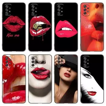 Красивый чехол для телефона с красными губами для Samsung Galaxy A21 A30 A50 A52 S A13 A22 A32 4G A23 A33 A53 A73 5G A12 A31 A51 A70 A71 A72 Samsung A22 4G