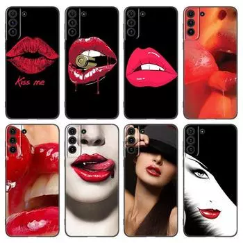 Красивый чехол для телефона с красными губами для Samsung Galaxy S20 S21 FE S22 Ultra S10 Lite S10E S9 S8 Plus S7 Edge, мягкий черный чехол из ТПУ Samsung S10E
