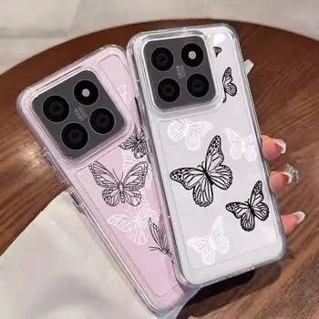 Красивый чехол для телефона с принтом бабочки для Xiaomi 13T 11T Pro Poco X6 X5 Redmi Note 13 12 11 Pro, противоударный мягкий силиконовый защитный чехол для объектива Redmi K70E
