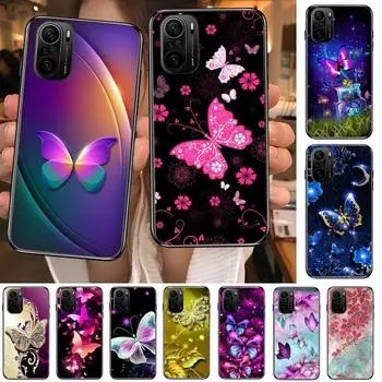 Красивый чехол для телефона с рисунком бабочки для xiaomi redmi POCO F1 F2 F3 X3 Pro M3 9C 10T Lite NFC черный чехол силиконовый задний Prett Poco F1