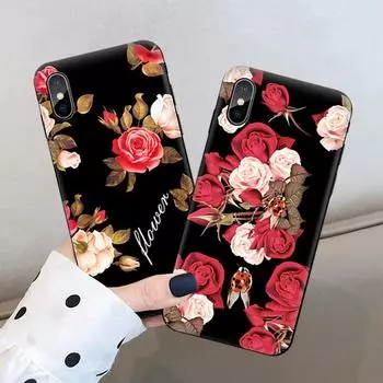 Красивый чехол из ТПУ с рисунком розы для Huawei Samsung Galaxy A11 A21 A20s A30s A50s S20 S21 Xiaomi Redmi Note 8 9 10 Pro IPhone Huawei Y9 Prime (2019) красный
