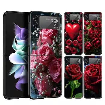 Красивый чехол с красными розами для Samsung Z Flip 3 4 5, складной чехол для Samsung Z Flip3 Flip4 Flip5, жесткий чехол для ПК Samsung Z Flip 4