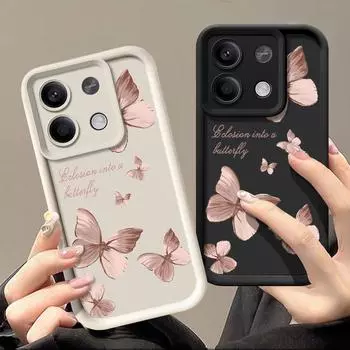 Красивый чехол с принтом бабочки для Xiaomi 13T 11T Poco F6 X6 X5 Pro Redmi Note 13 12 11 10 Pro Max, мягкий силиконовый противоударный матовый защитный чехол Xiaomi 13T / 13T Pro чёрный