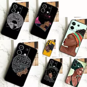 Красивый черный чехол Afro Girl для Xiaomi Redmi Note 11 9 10 12 13 Pro Plus 12S 11S 10S 9S Redmi 12 10C 12C 13C Cover Redmi Note 12 4G