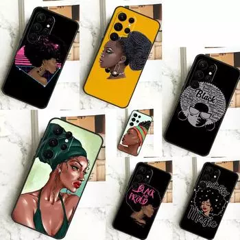 Красивый черный чехол для девочек в стиле афро для Samsung Galaxy S24 S23 S22 Ultra S20 S21 FE Note 20 S8 S9 S10 Note 10 Plus Galaxy S20Ultra