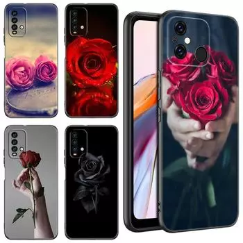 Красивый черный чехол для телефона с изображением розы для Xiaomi Redmi 11 Prime 11A 12C 13C A1 A2 12 4G 10 5G 8A 9A 10A 9C 10C 9i 12R Note 9T Redmi 13C 5G