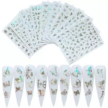 Красивый цвет маникюра прямо на кончиках, яркий прикрепленный модный стикер 9