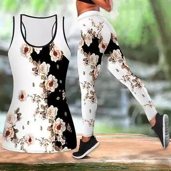 Красивый цветочный принт йога костюм для женщин модные леггинсы для тренировок фитнес спортивные повседневные штаны для йоги XS красный