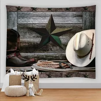 Красивый деревянный ретро гобелен настенный музыкальный ковбойский общежитие настенная ткань домашний декор комнаты Настенный декор 100X75CM