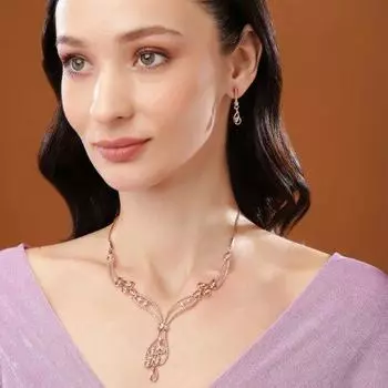 Красивый дизайнерский комплект ожерелья Estele с покрытием из розового золота и кристаллами для женщин