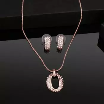 Красивый дизайнерский комплект подвесок Estele из розового золота с кристаллами для женщин