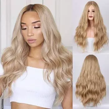Красивый длинный волнистый блондинистый синтетический парик для женщин wig&cap белый
