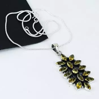 Красивый драгоценный камень цитрин, ручная работа, серебро 925 пробы, гальванопластика, цветок, цитрины, серебро для жены, унисекс, кулон, подарки на день рождения 20 жёлтый