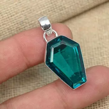 Красивый драгоценный камень индиколит из твердого серебра 925 пробы, подвеска ручной работы, ювелирные изделия 1.77 Inches синий