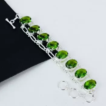 Красивый драгоценный камень перидот ручной работы из стерлингового серебра 925 пробы, браслет перидот для жены, браслет унисекс, праздничные наряды в подарок 8 зелёный