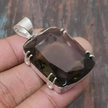 Красивый дымчатый топаз, драгоценный камень, подвеска из твердого серебра ручной работы из стерлингового серебра 925 пробы 1.77 Inches коричневый