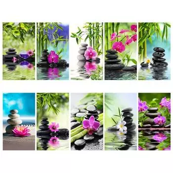 Красивый дзен-пейзаж узор 5D Diy Алмазная картина 3D Алмазная вышивка украшение дома изысканный подарок Round 20x30cm