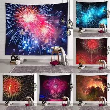 Красивый фейерверк Гобелен Фон Настенное искусство Гобелен Общежитие Комната Красивое украшение Гостиная Украшение дома 100X75CM