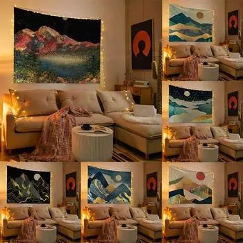 Красивый гобелен, украшение комнаты, абстрактный вид на горы, домашний настенный фон, ткань 100x75cm