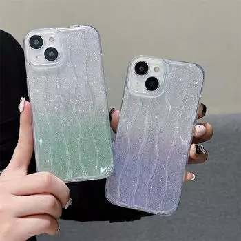 Красивый градиентный блестящий чехол с водной рябью для iPhone 15 Pro Max 14 Plus 13 12 Pro 11, универсальный защитный чехол от падения iPhone 15 Pro Max чёрный