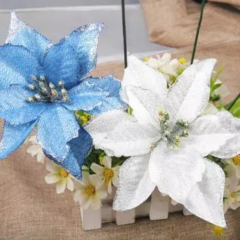 Красивый имитационный цветок, нежный, легкий, украшает серебряный