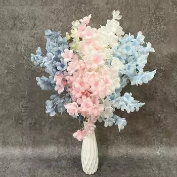 Красивый искусственный цветок, не засохший, макет сцены из искусственного шелкового цветка озеро синий