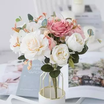 Красивый искусственный цветок розы, долговечный, яркий цвет, водонепроницаемый розовый