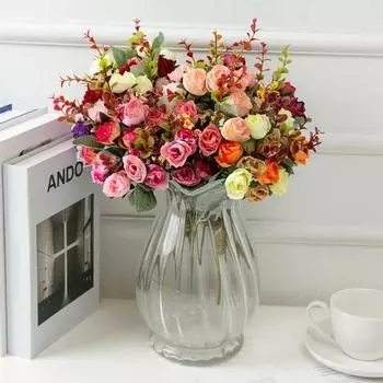 Красивый искусственный цветок розы с мягким прикосновением на длинном стебле, декоративный розы красного