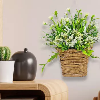 Красивый искусственный венок на входную дверь, венок-корзина для вешалки на дверь, подвесные полевые цветы