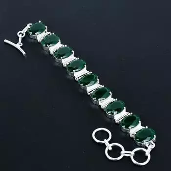 Красивый изумрудный браслет Браслет из стерлингового серебра 925 пробы Регулируемый браслет-цепочка Браслет ручной работы в стиле бохо Украшения с изумрудом Подарки на свадьбу 8 зелёный