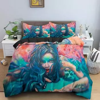 Красивый комплект постельного белья для девочек в акварельном стиле, романтическая тема, одеяло размера «king-size» для пары девочек, комплект постельного белья из полиэстера 70x133cm 2pcs