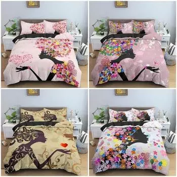 Красивый комплект постельного белья для девочек с рисунком из мультфильма, пододеяльник, комплект с двумя двуспальными кроватями, двуспальным одеялом, покрывалом для спальни девочек-подростков EU Single 135x200cm