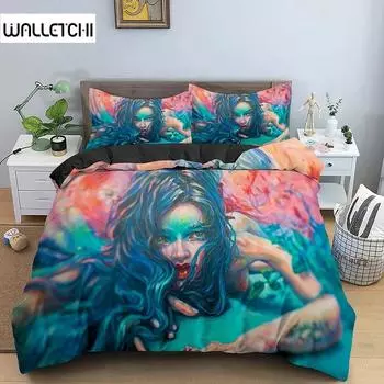 Красивый комплект постельного белья для девочек в акварельном стиле, романтическая тема, одеяло размера «king-size» для пары девочек, комплект постельного белья из полиэстера EU Single 135x200cm