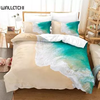 Красивый комплект постельного белья с изображением пляжа на берегу моря, комплект пододеяльников, комплект постельного белья с 3D-принтом, комплект постельного белья размера «queen size», модный дизайн EU single(135x200cm)