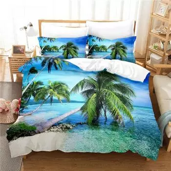 Красивый комплект постельного белья с изображением моря, комплект пододеяльников, 3D постельное белье с цифровой печатью, комплект постельного белья размера «queen size», модный дизайн EU single(135x200cm)