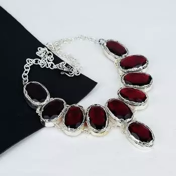 Красивый красный гранат драгоценный камень ручной работы из серебра 925 пробы гальванопластика ожерелье, красный гранат серебро для жены унисекс ожерелье, подарок для лучшего друга 20 красный