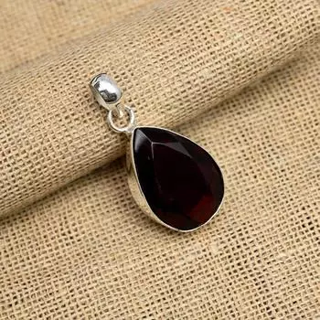 Красивый красный гранат, драгоценный камень ручной работы, ювелирные изделия из стерлингового серебра 925 пробы, прекрасный кулон для нее 1.75 Inches красный